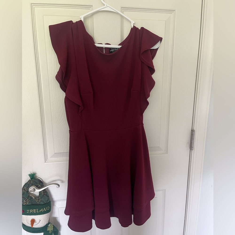 Crystal Doll Red Ruffled Fit and Flare Mini Dress